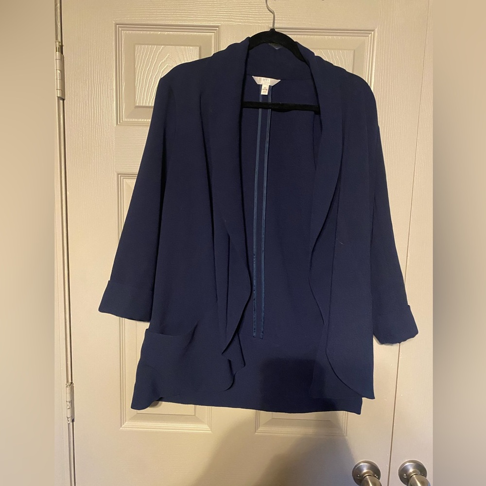 Time and Tru Navy Open-Front Blazer Jacket